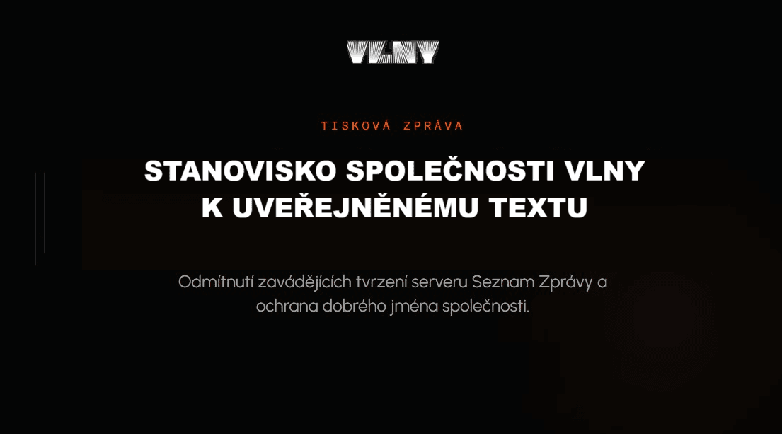 Vyjádření k článku serveru Seznam Zprávy o společnosti VLNY